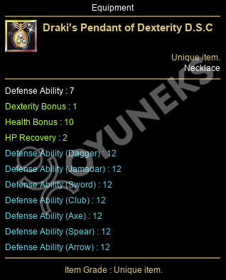 Draki's Pendant of Dexterity D.S.C