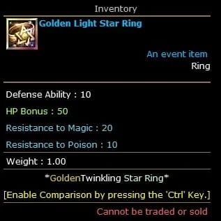 Golden Light Star Ring