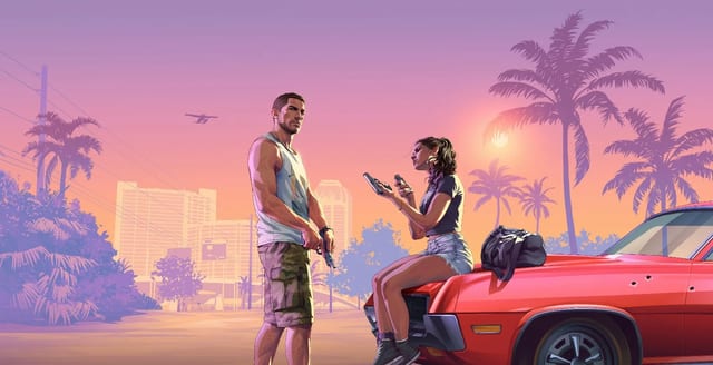 GTA 6 çıkış fragmanından bir kare, Vice City ve başrol karakterleri