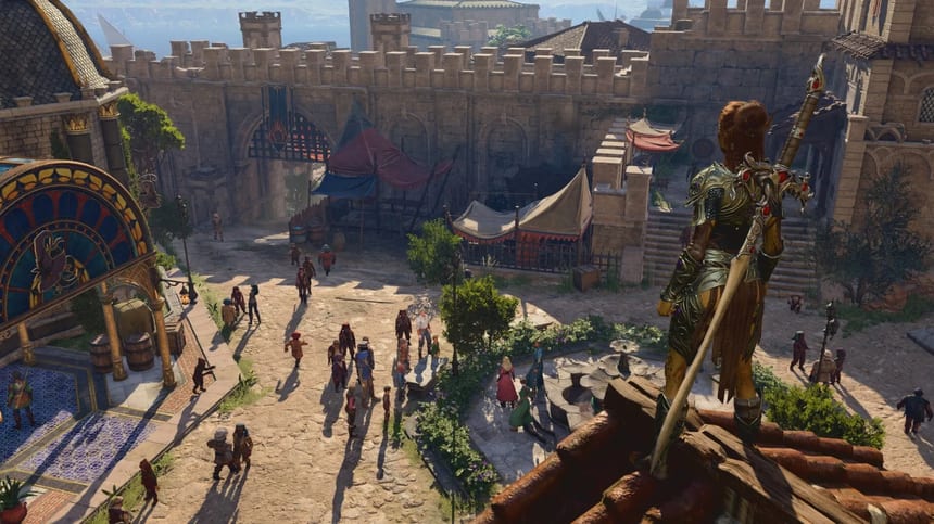 Baldur's Gate 3 oyunundan bir diyalog ve savaş sahnesi
