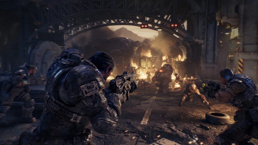 Gears of War E-Day oynanış sahnesi, Marcus Fenix ve Locust savaşı