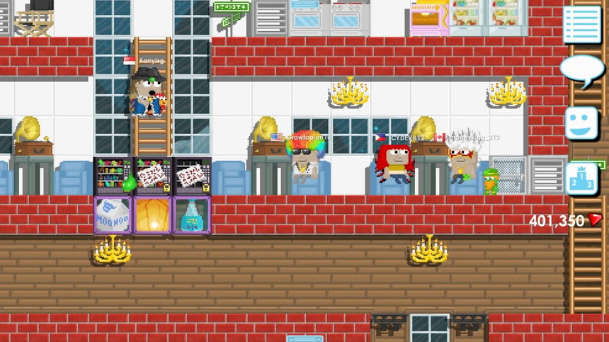Growtopia sandbox oyunundan renkli dünya görüntüsü