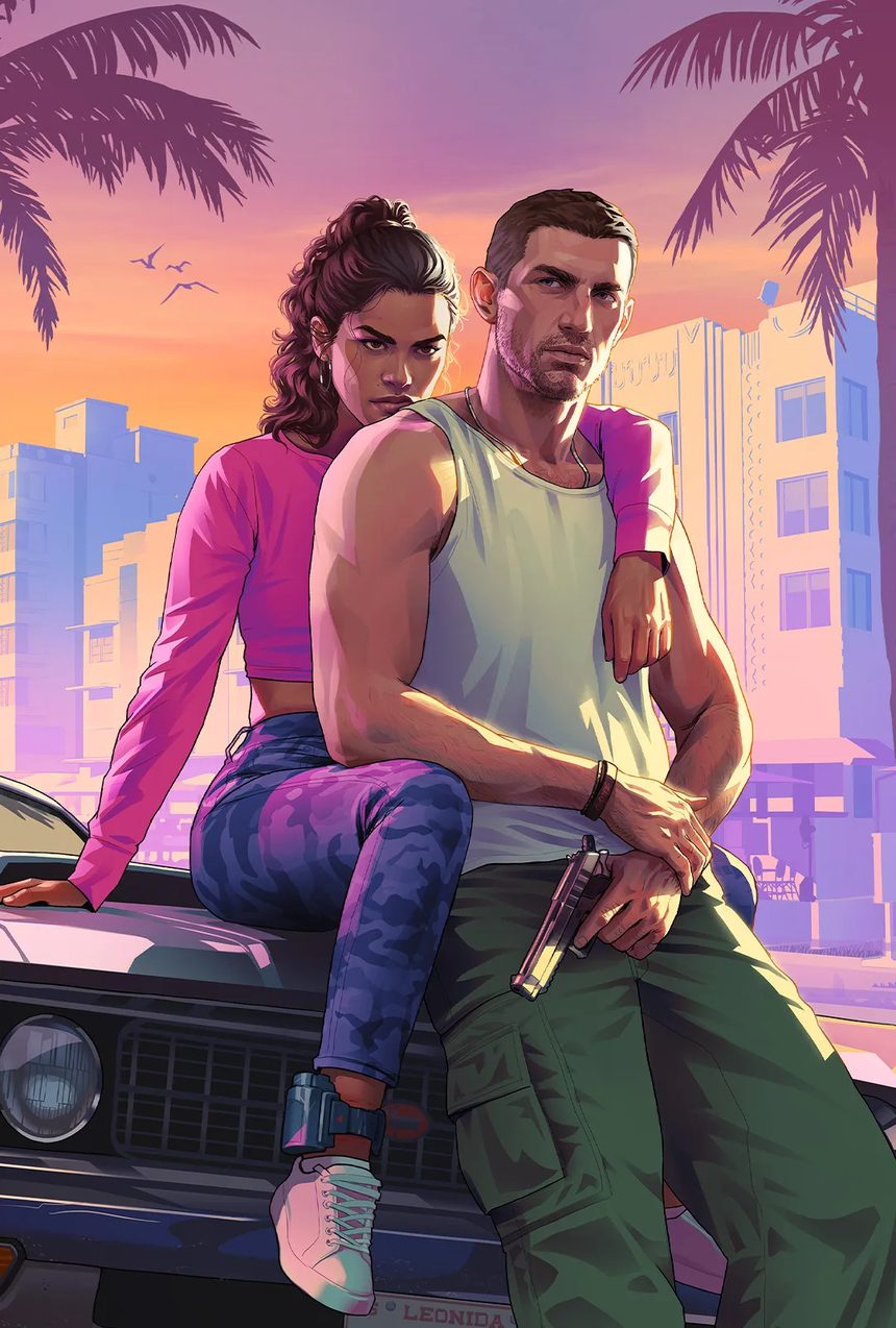 GTA 6 ön sipariş için Vice City'yi konu alan resmi Grand Theft Auto VI görseli
