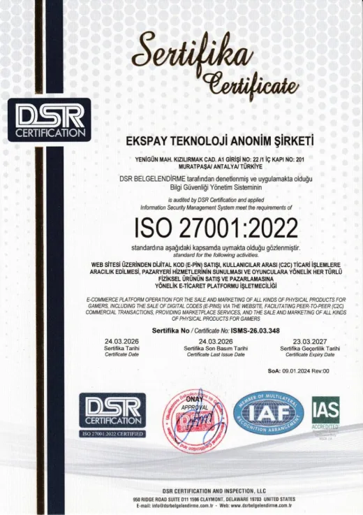 ISO 27001:2022 — EKSPAY TEKNOLOJİ ANONİM ŞİRKETİ