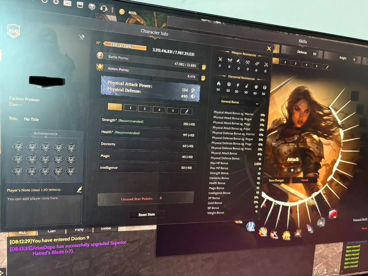 PROTEAN 85 LVL WARRİOR 85skili açık