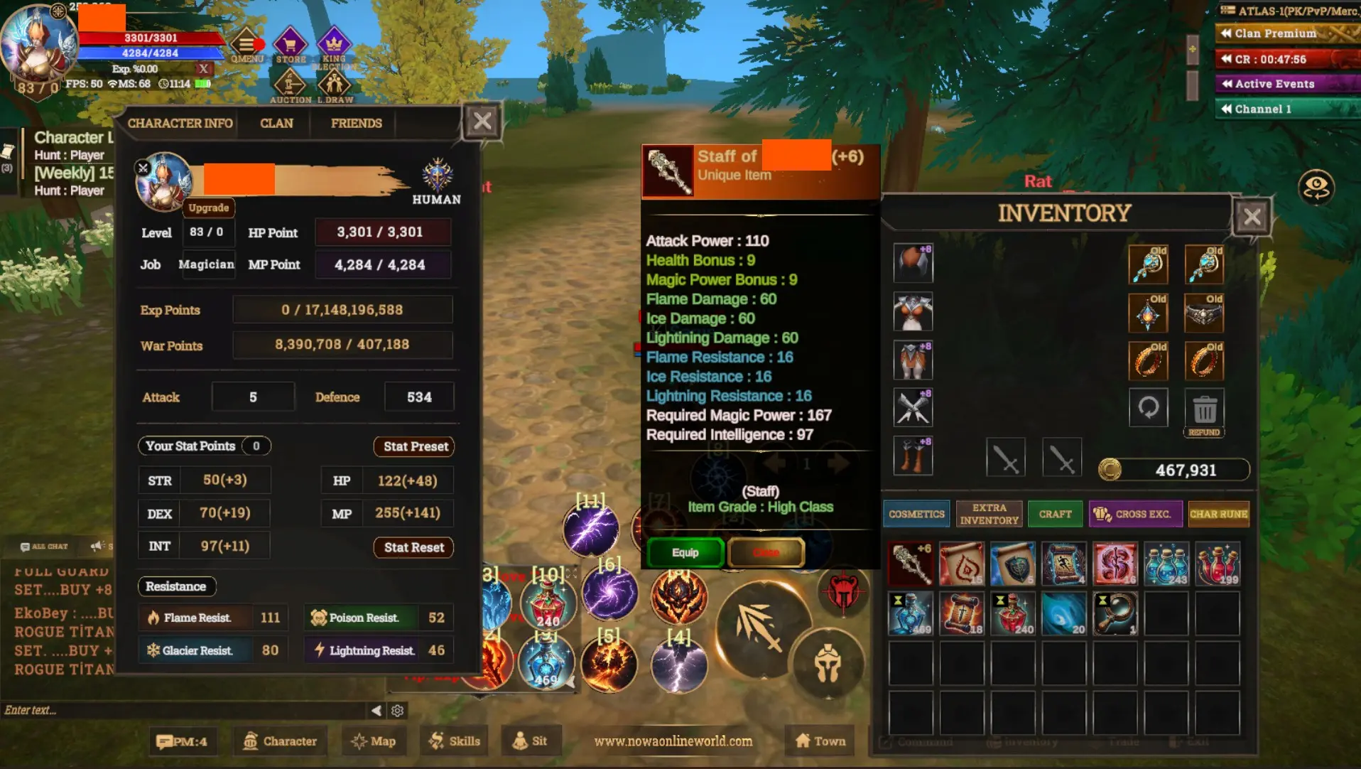 6 quest staf 6 relic skili açık 83 lvl  kare sembol
