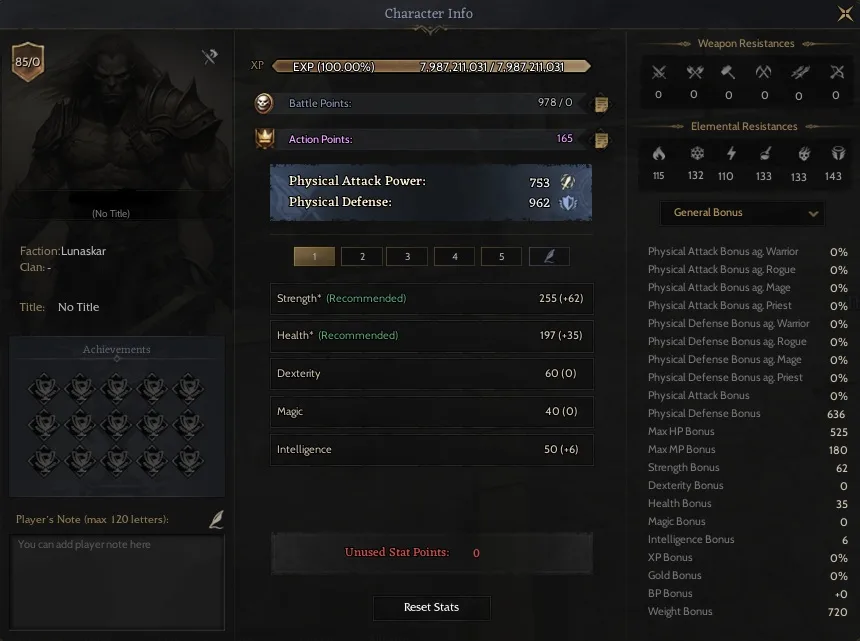 85 Lv Exp 100% Warrior Toplama Karakteri.