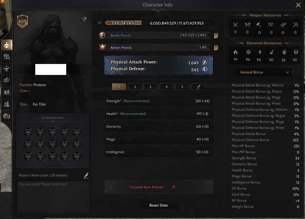 85/7 exp %34 warrior Relic 17 1.9 M bp skiller full açık