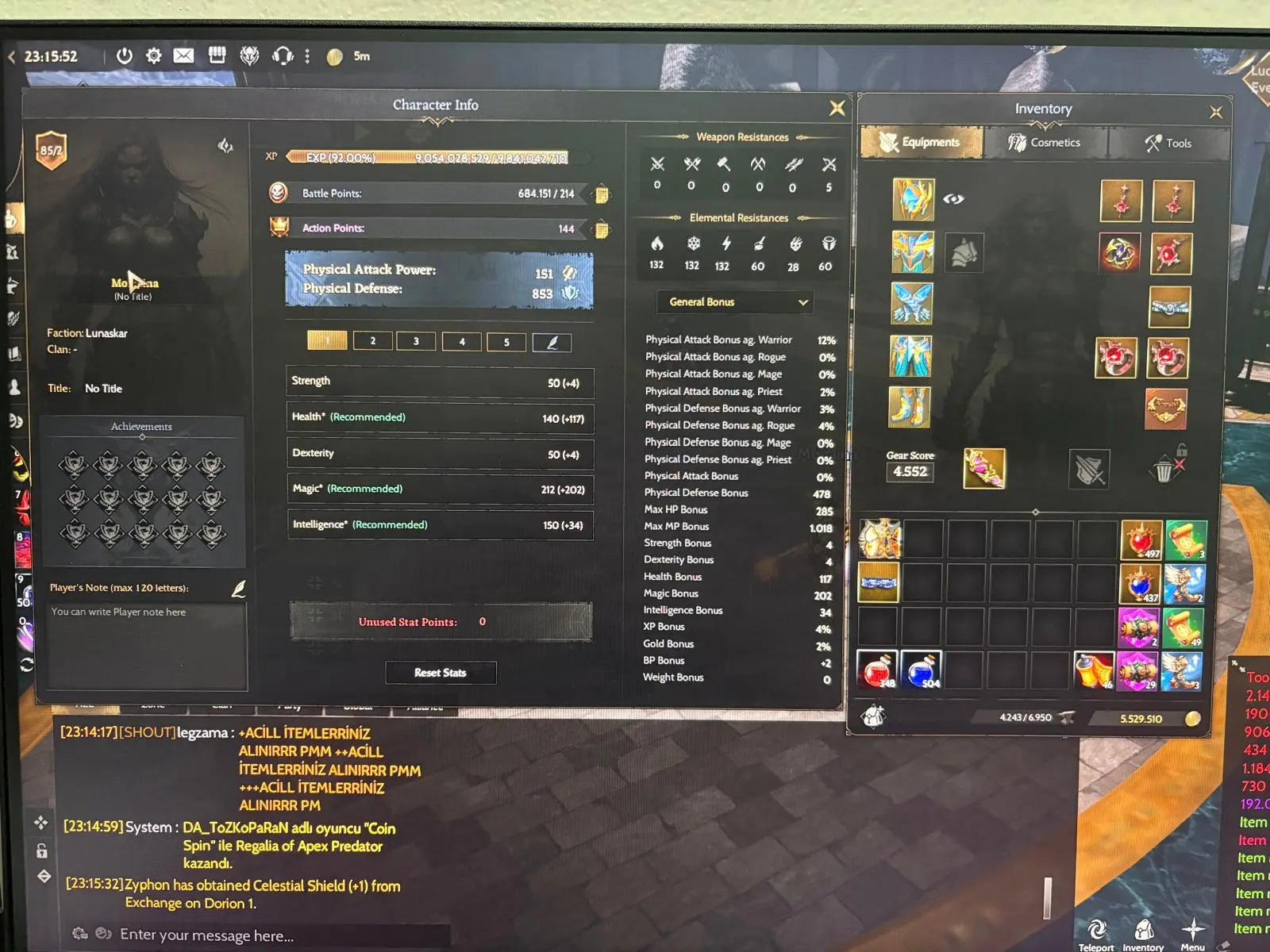 684k np hazır itemli lunaskar mage