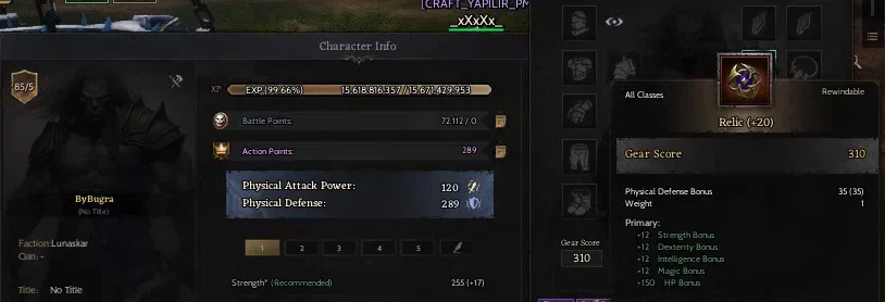 GM 3.8 85/5 Relic 20 Warrior ( GM4 için çok az masraflı )